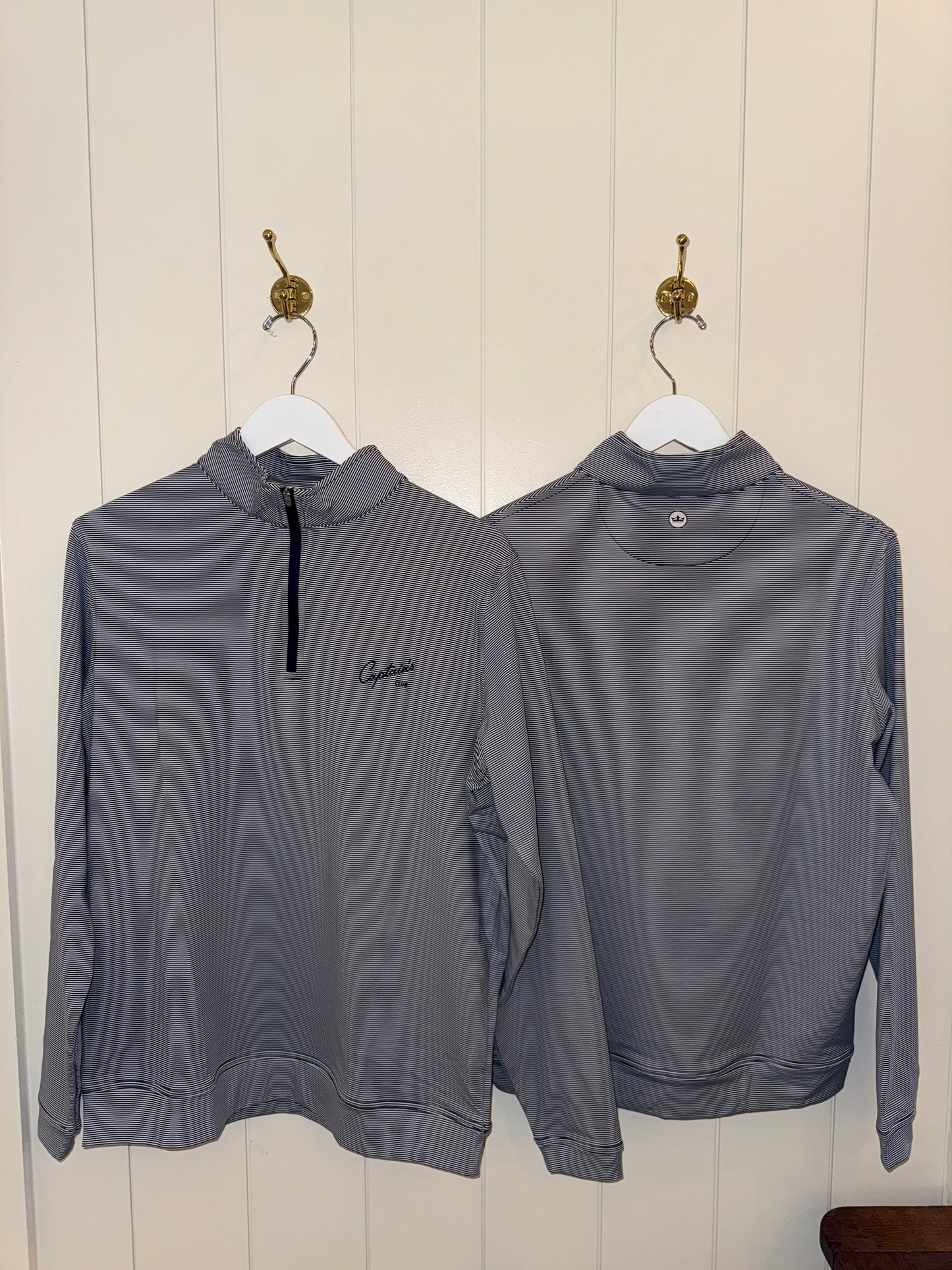 Peter Millar Quarter Zip Navy/White